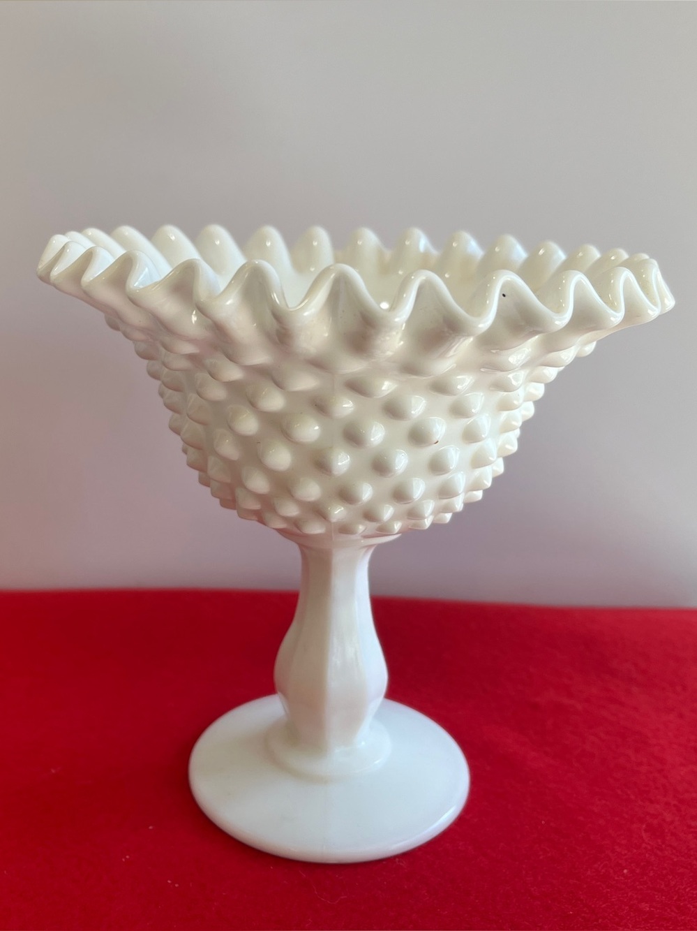 Fenton White Hobnail Milk Glass Compote Pedestal Bowl